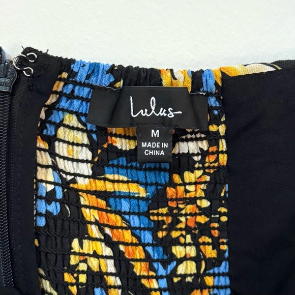 Lulus Constant Confidence Black Floral Print Knotted Halter Mini Dress Medium - Picture 6 of 8